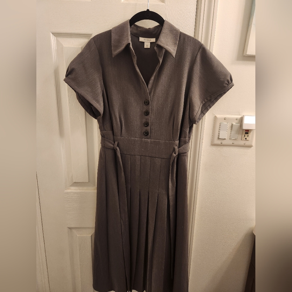 Dressbarn Gray Pleated Shirt Dress